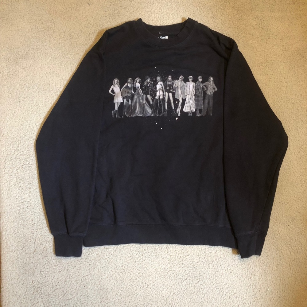 Taylor Swift Eras Tour Sweatshirt 2022 Midnights Black Pullover‎ Crewneck Large